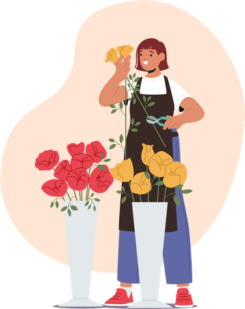 Florist verkauft Blumen und Pflanzen für verschiedene Anlässe wie Hochzeiten  Illustration