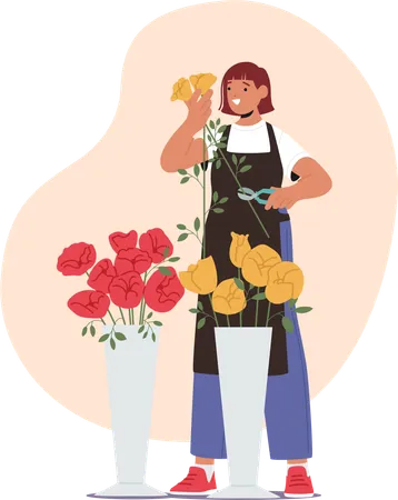 Florist verkauft Blumen und Pflanzen für verschiedene Anlässe wie Hochzeiten  Illustration