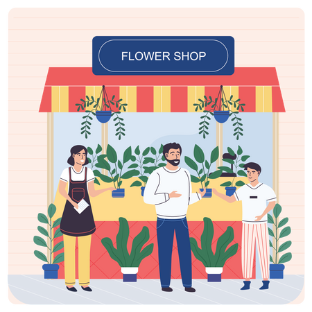 Florists Talking to customer Illustration