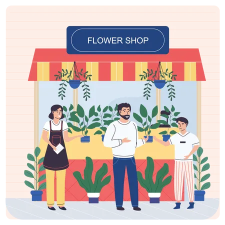 Florists Talking to customer  イラスト