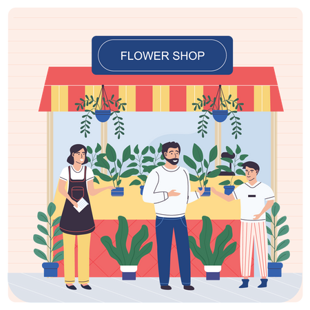 Florists Talking to customer  Illustration