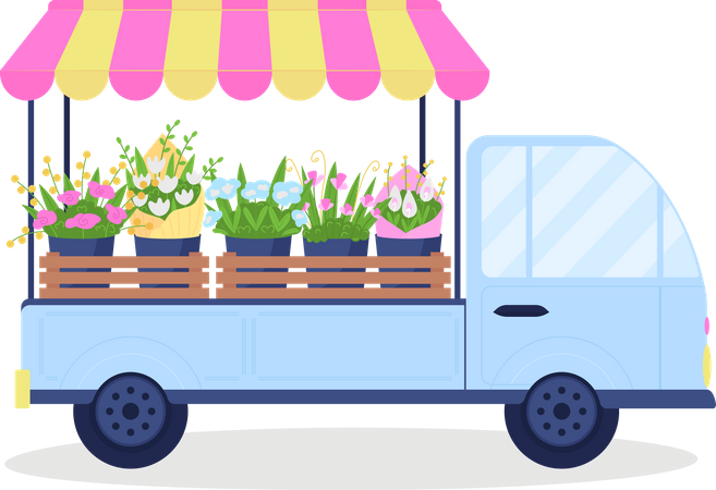 Flower cart Illustration