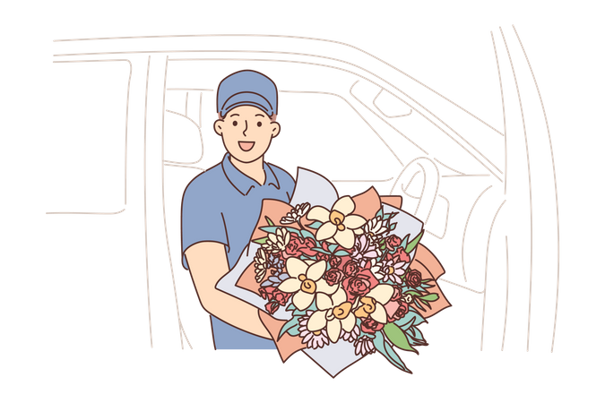 Flower delivery  Illustration