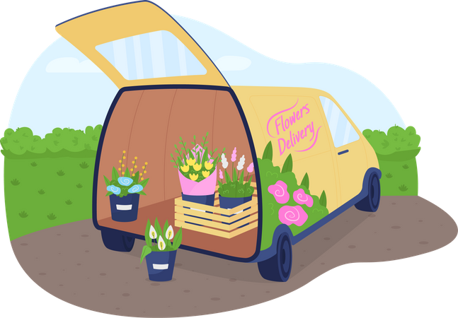 Flower delivery truck  Illustration