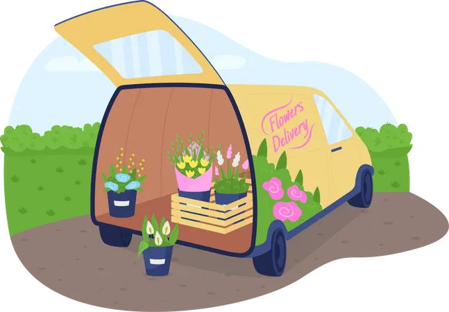 Flower delivery truck  Illustration