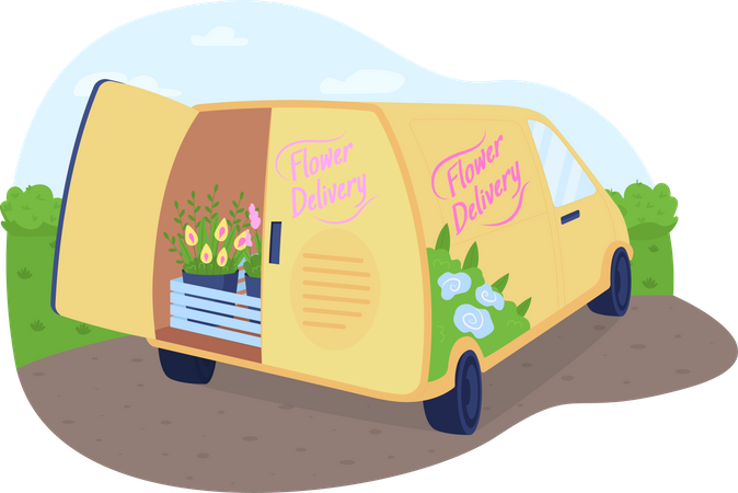 Flower delivery van Illustration