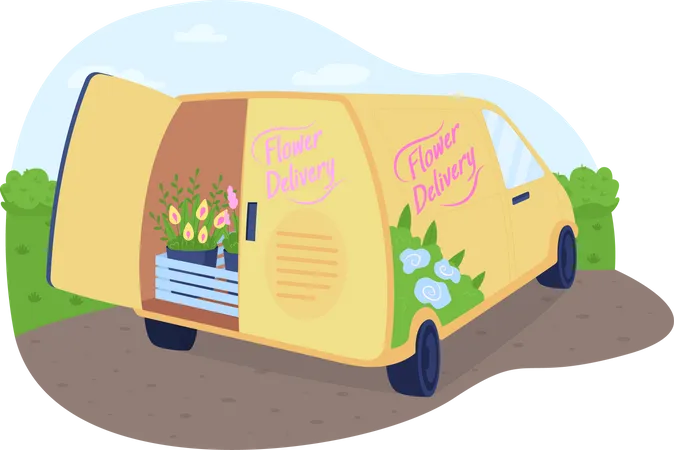 Flower delivery van Illustration