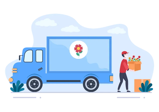 Flower Deliveryman Illustration