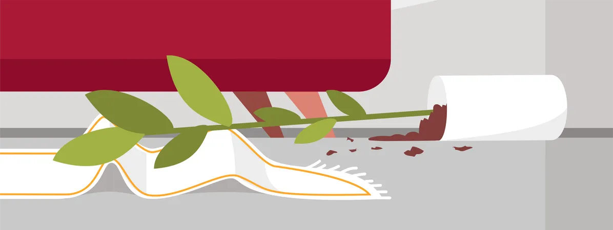 Flower pot fell to floor  Illustration