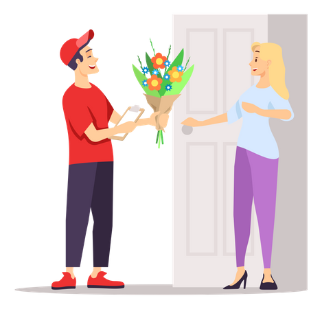Flower Shop Delivery Guy  Illustration