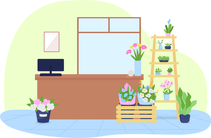 Flower shop interior  Illustration