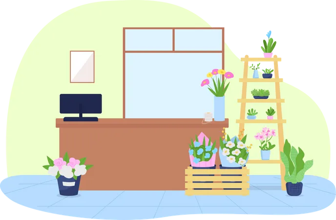 Flower shop interior  Illustration