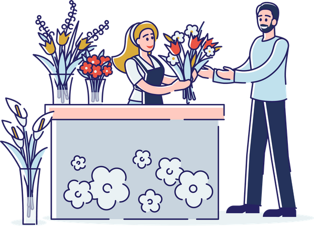 Flower shop stall Illustration