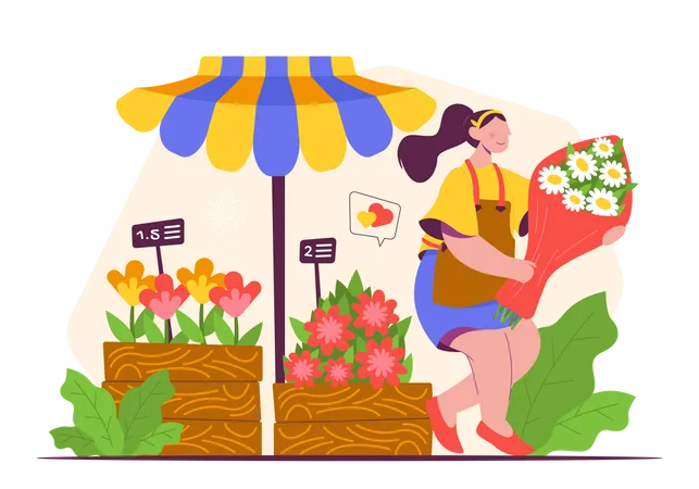Flower shop stall  Illustration