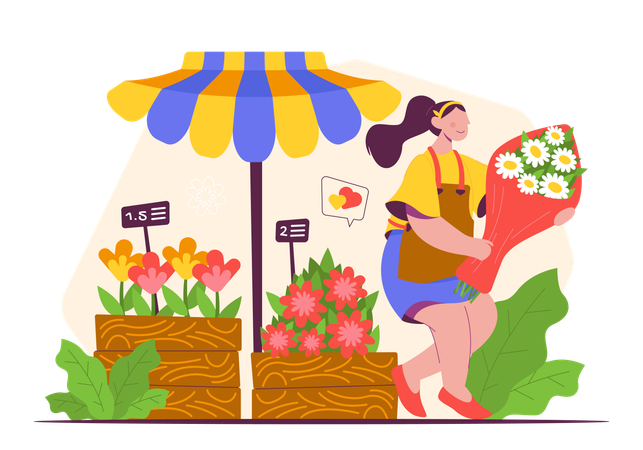 Flower shop stall  Illustration