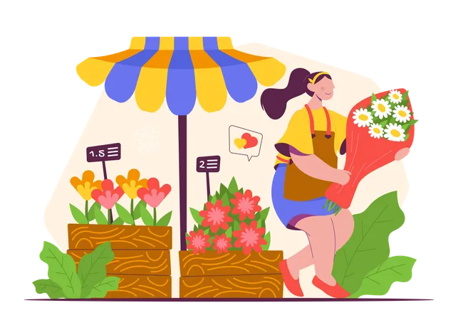 Flower shop stall  Illustration