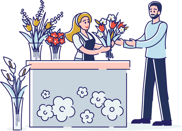 Flower shop stall  Illustration