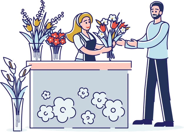 Flower shop stall  Illustration