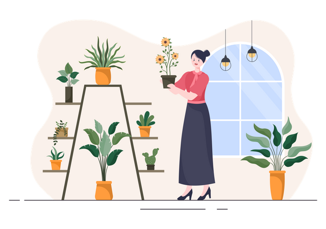 Flower store owner  Illustration