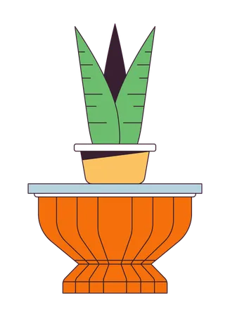 Flowerpot inside ceramic planter  Illustration