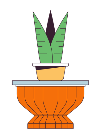 Flowerpot inside ceramic planter  Illustration