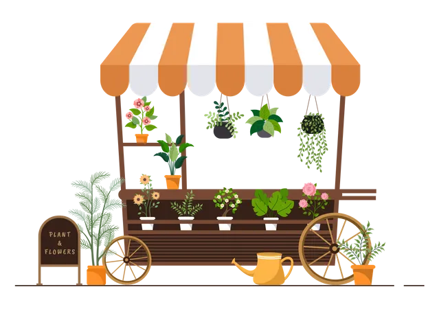 Flowers Cart Illustration