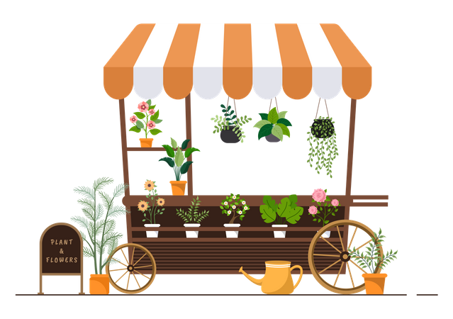 Flowers Cart  Illustration