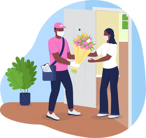 Flowers delivery during covid-19  Illustration