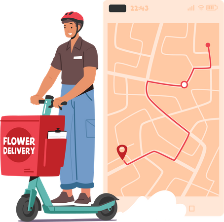 Flowers delivery service  Illustration