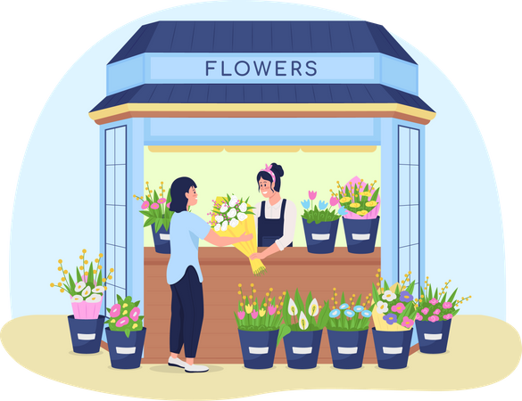 Flowers kiosk Illustration