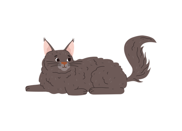 Fluffy cat for stickers and prints  Illustration