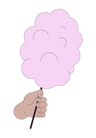 Fluffy sweet cotton candy holding  Illustration