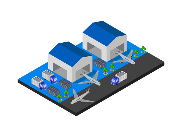 Flughafenfrachtlogistik  Illustration