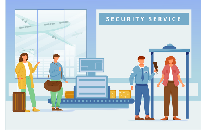 Flughafen-Sicherheitsdienst  Illustration