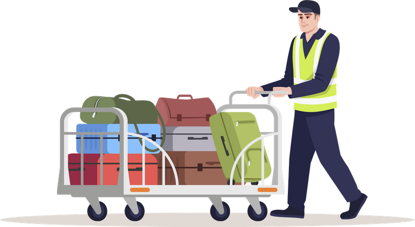 Flughafenpersonal transportiert Gepäck  Illustration