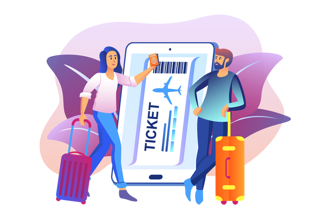 Online-Buchung Flugticket  Illustration