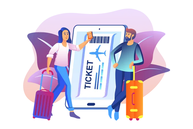 Online-Buchung Flugticket  Illustration