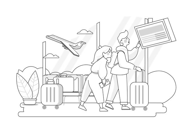 Flug verspätet Konzept  Illustration