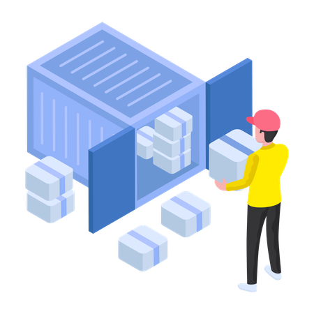 Beladung von Flugzeugcontainern  Illustration