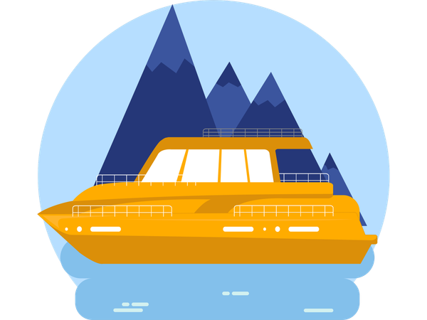 Flussboot im Ozean  Illustration