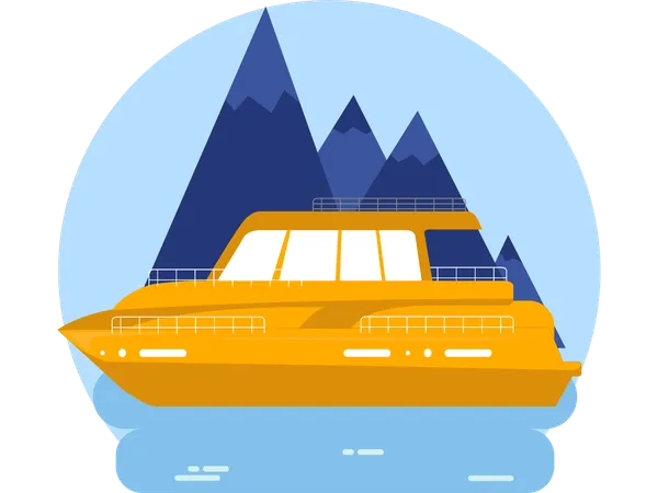 Flussboot im Ozean  Illustration