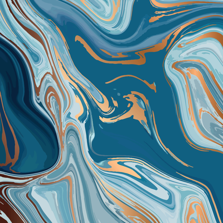 Flüssiges Marmorstrukturdesign, farbenfrohe Marmorierungsoberfläche, goldene Linien, lebendiges abstraktes Farbdesign  Illustration