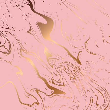 Flüssiges Marmorstrukturdesign, farbenfrohe Marmorierungsoberfläche, Rosa und Gold, lebendiges abstraktes Farbdesign  Illustration