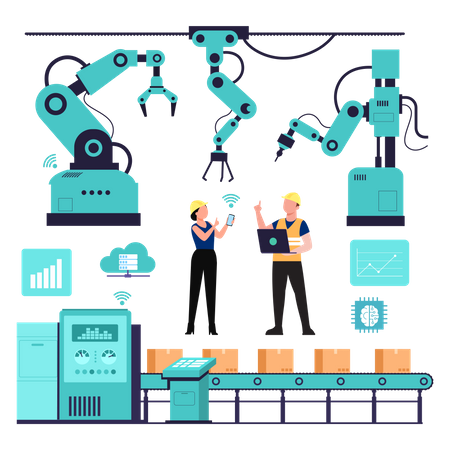 Flux de travail d'usine intelligent  Illustration