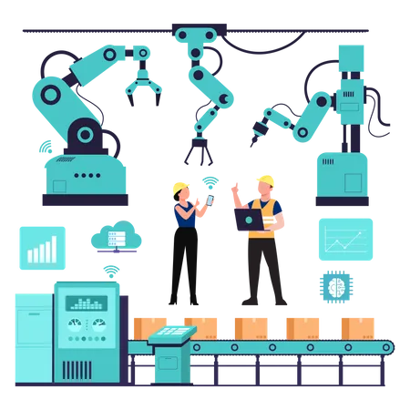 Flux de travail d'usine intelligent  Illustration