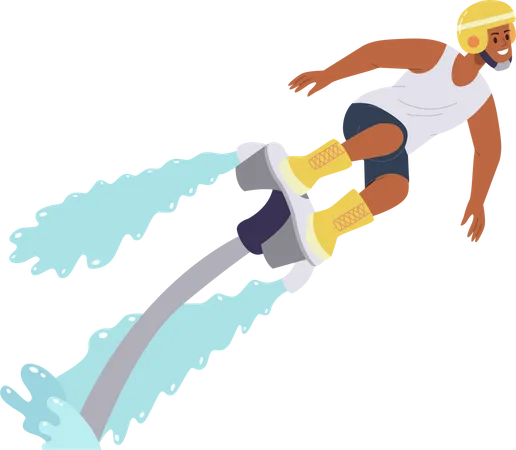 Flyboarding man enjoying extreme water sports  Illustration