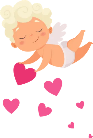 Amur Baby Angel Cute Funny Cupid Little God Eros Greece Kids Illustration