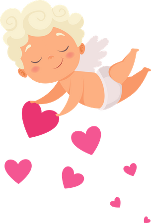 Flying baby cupid  イラスト