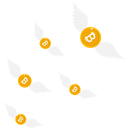 Flying bitcoin Loss of property or money business and finance  Illustration