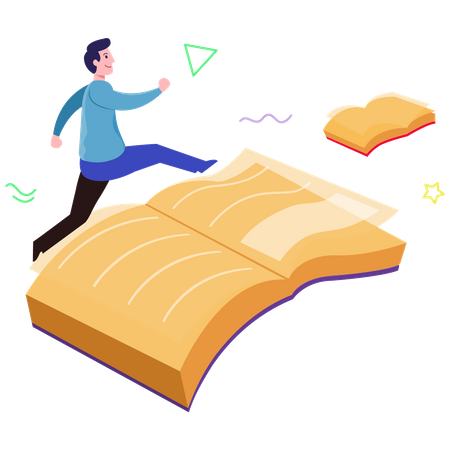 Flying boy book reader  Illustration